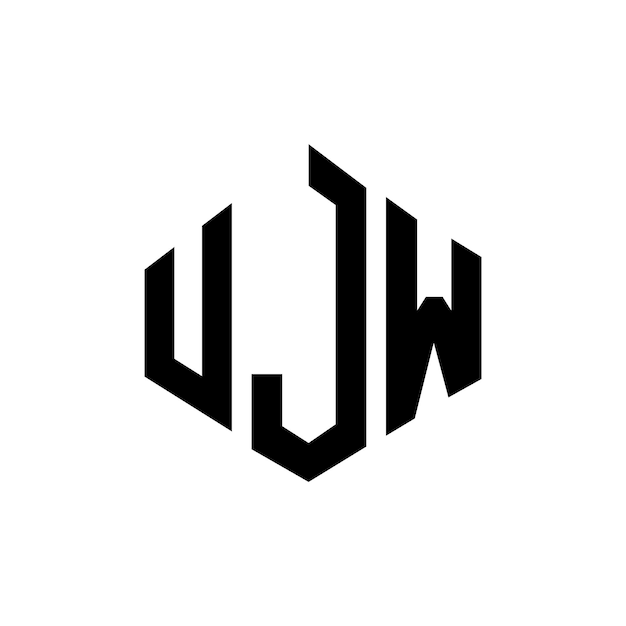 Vettore design del logo a lettere ujw con forma di poligono ujw poligono e forma di cubo progettazione del logo ujw esagono vettoriale modello del logo colori bianco e nero ujw monogramma business e logo immobiliare