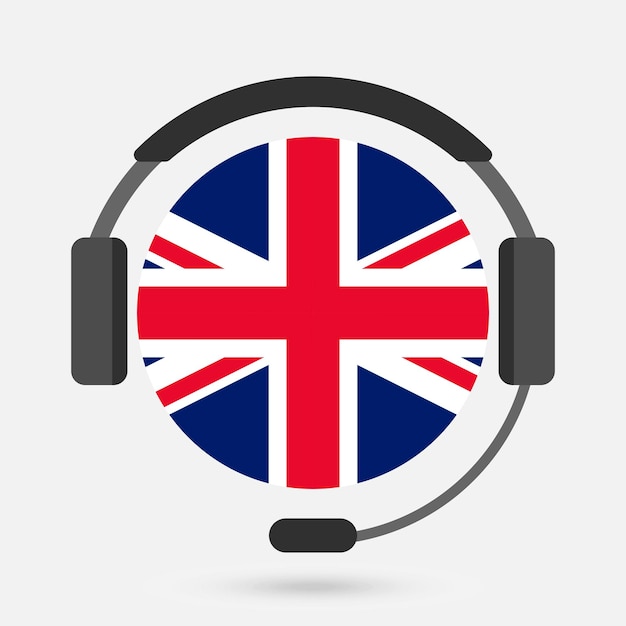 UK flag with headphones Vector illustration