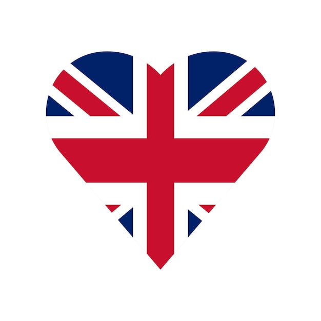 Uk cuore bandiera icona vettore regno unito bandiera modello sfondo bianco