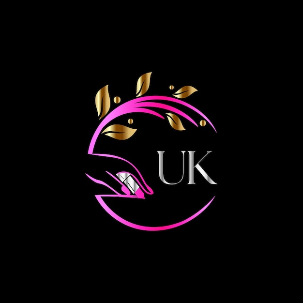 UK initial logo, nails, Luxury Cosmetics Spa Beauty vector template