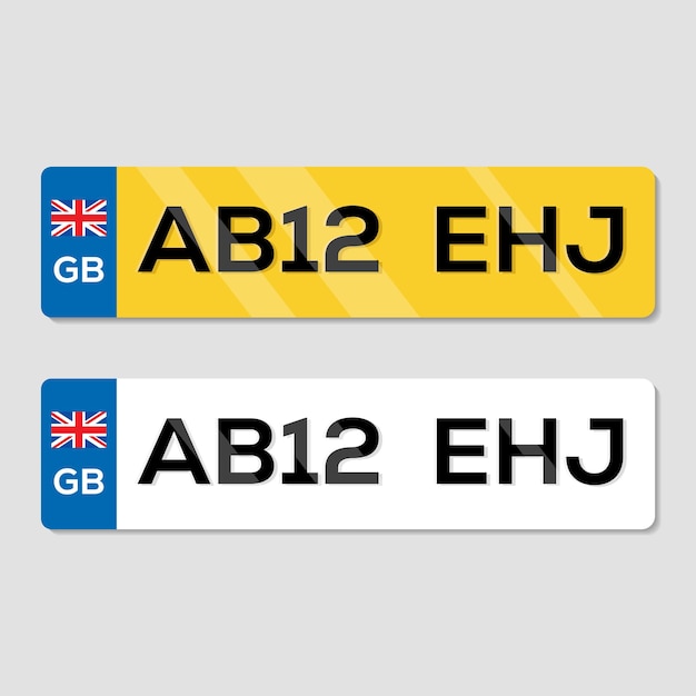 UK license plate illustration set