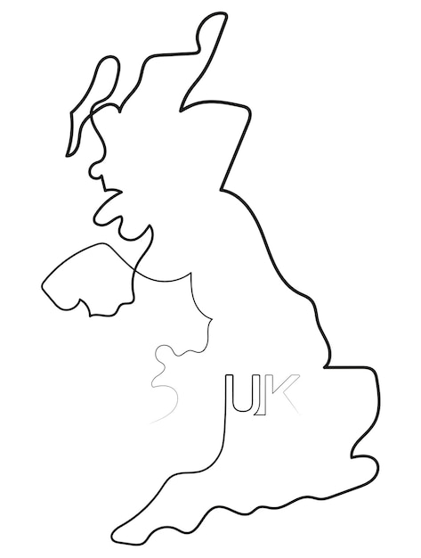 Vector uk map in one line art drawing