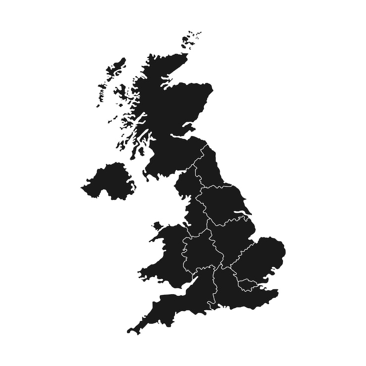 Vector uk region map vector illustration