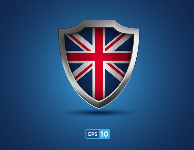 UK shield on the blue background