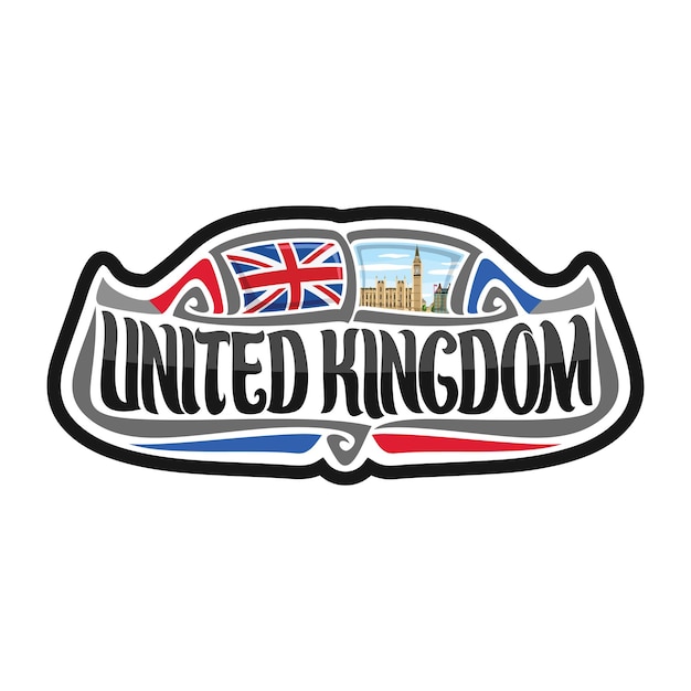 Vettore regno unito regno unito adesivo bandiera logo badge souvenir di viaggio illustrazione