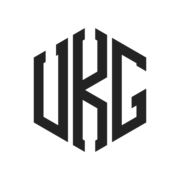 UKG ロゴ デザイン イニシャルレター UKG モノグラム ロゴ ヘクサゴン形