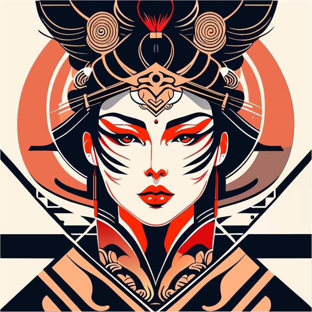 Premium Vector | Ukiyoe elegance redefined geisha face tattoo with ...