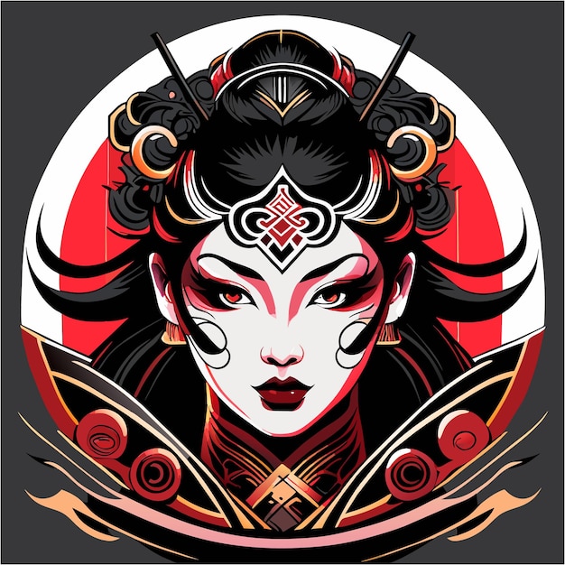 Premium Vector | Ukiyoe traditions reimagined geisha face tattoo in ...