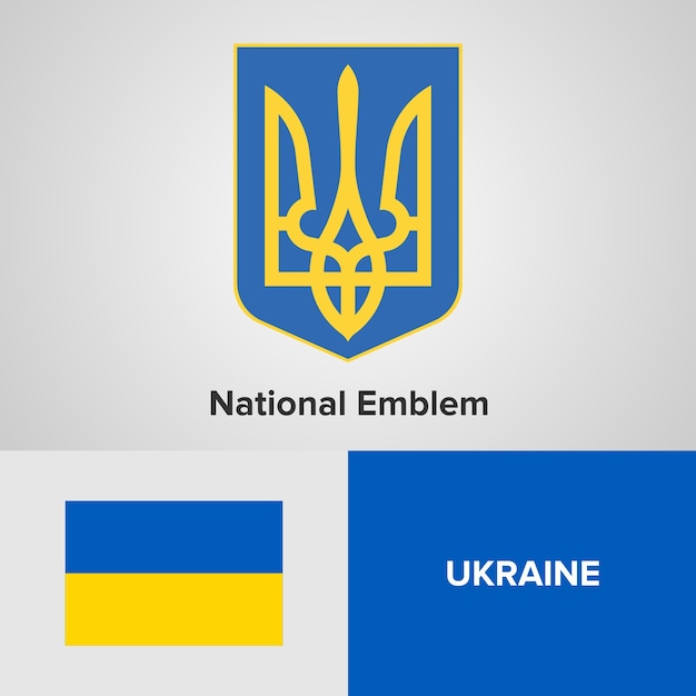 Ukrain National Emblem and flag 