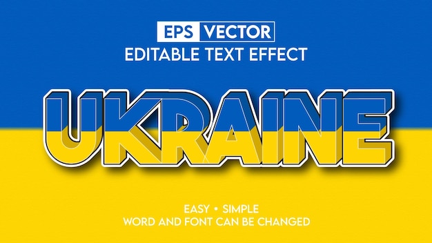 Ukraine 3d text effect with typography editable text template with ukraine  flag