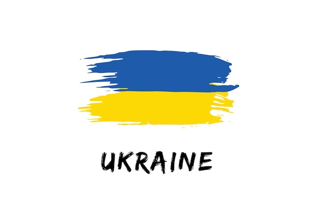 Ukraine brush painted country flag Painted texture white background National day