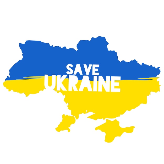 Ukraine country map shape with flag image pray for UKRAINE