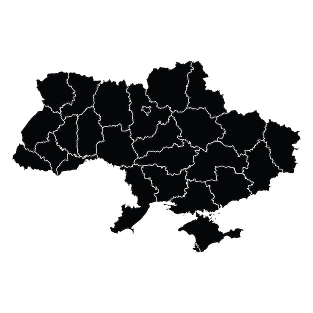 Vettore della mappa del paese dell'ucraina con le aree regionali