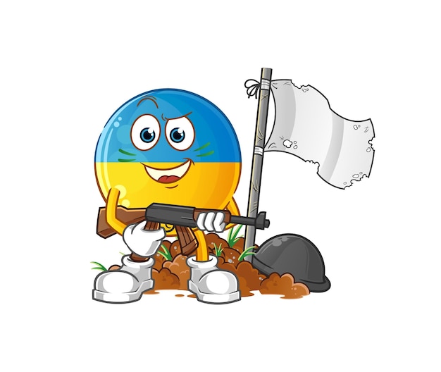 Ukraine flag army character. cartoon mascot vector