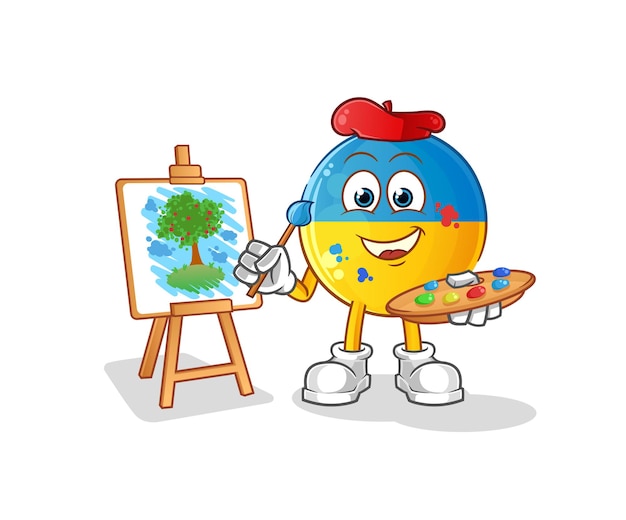 Vector ukraine flag artist mascot. cartoon vector