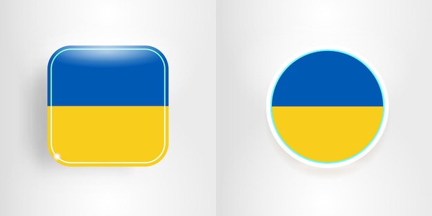 Ukraine flag button design template set