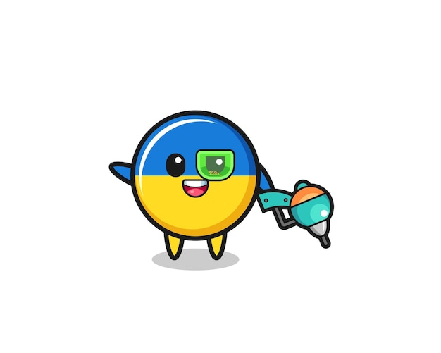 Ukraine flag cartoon as future warrior mascot  cute design