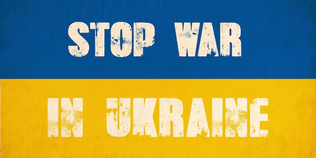 Vettore design della bandiera dell'ucraina stop war in ucraina banner sign il messaggio per la guerra in ucraina