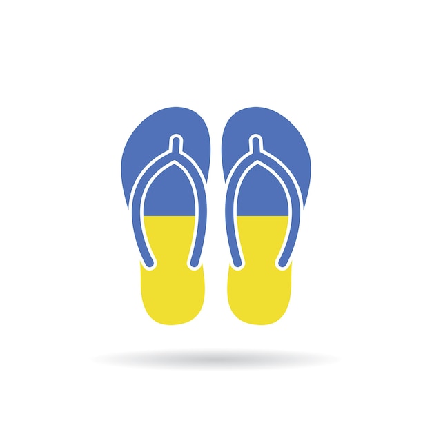 Ukraine flag flip flop sandals icon on a white background