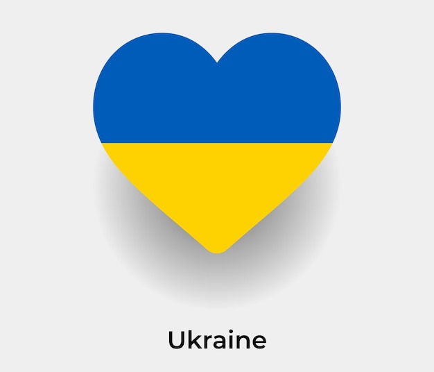 Ukraine flag heart shape icon vector illustration