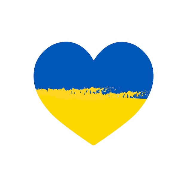 Ukraine flag in heart symbol icon with brush stroke