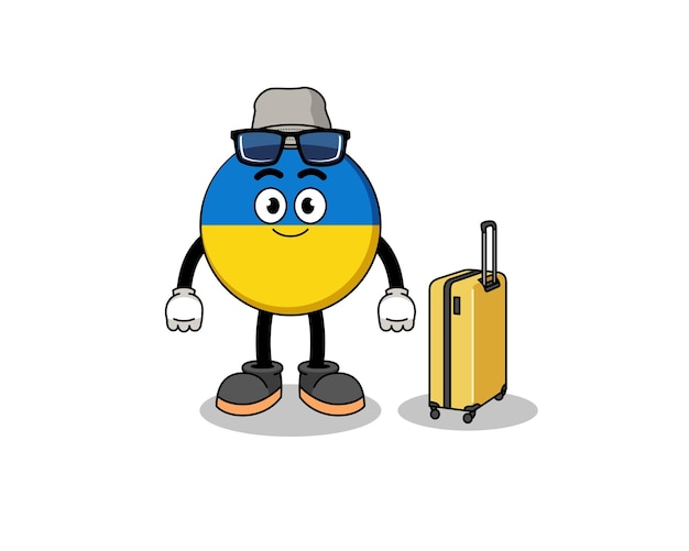 Ukraine flag mascot doing vacation character design