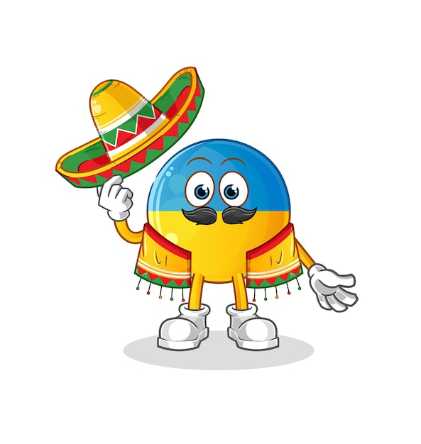 Ukraine flag Mexican culture and flag. cartoon mascot vector