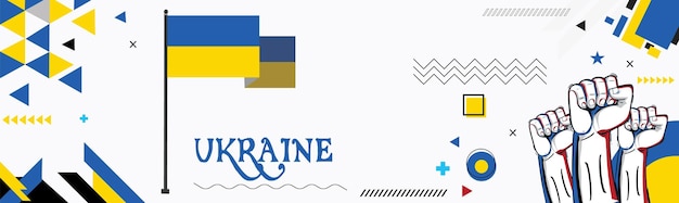 Ukraine flag national day banner design illustration flag background