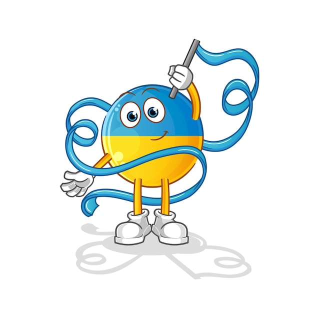 Ukraine flag Rhythmic Gymnastics mascot. cartoon vector