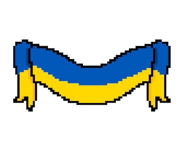 우크라이나 국기 리본 픽셀 아트 벡터 8bit 아이콘