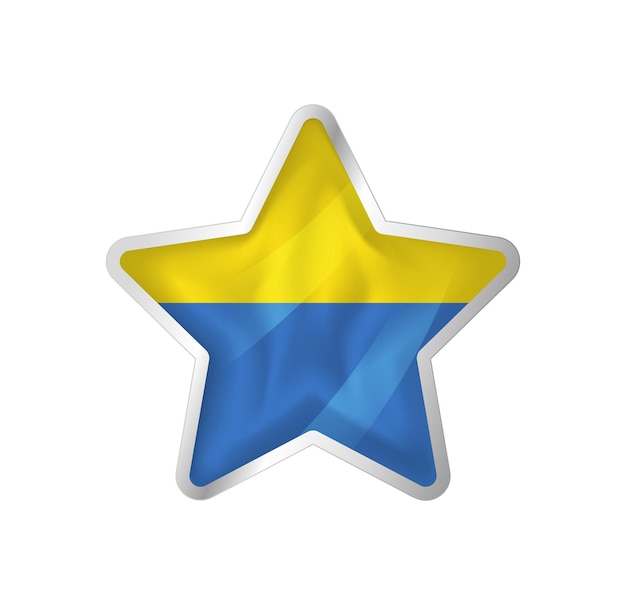 Ukraine flag in star. Button star and flag template. Easy editing and vector in groups.