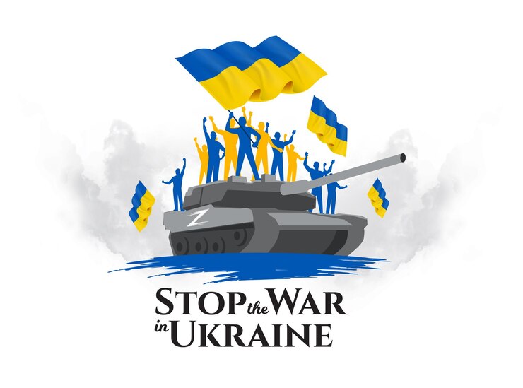 Вектор фон векторной иллюстрации флага украины остановить войны в украине россия остановить войну в украине