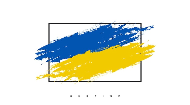 Ukraine flag with brush concept flag of ukraine in grunge style pray for ukraine hand painted brush flag of ukraine country