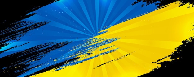 Ukraine flag with brush concept flag of ukraine in grunge style pray for ukraine hand painted brush flag of ukraine country