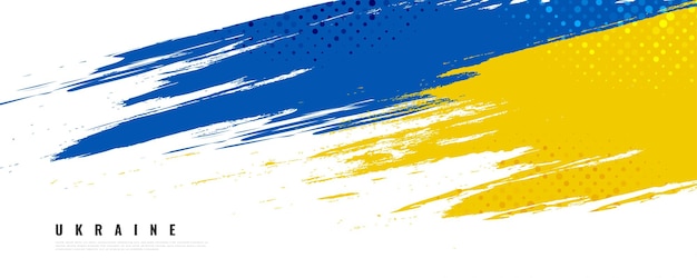 Ukraine flag with brush concept flag of ukraine in grunge style pray for ukraine hand painted brush flag of ukraine country
