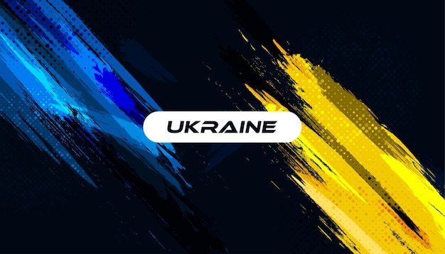 Ukraine Flag with Brush Concept and Halftone Effect Flag of Ukraine in Grunge Style Ukrainian Background with Hand Painted Concept