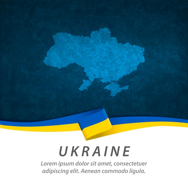 Ukraine flag with central map