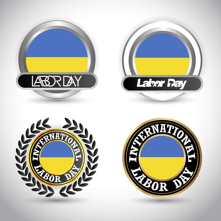 Vector ukraine flag with labour day design vector 