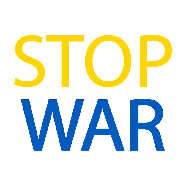 Bandiera dell'ucraina con la parola stop war