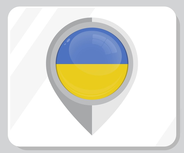 Ukraine Glossy Pin Location Flag Icon