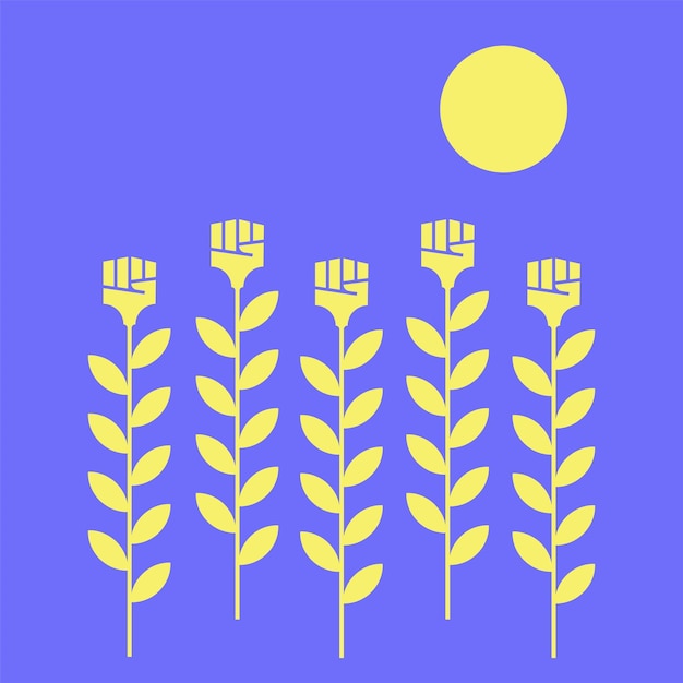 Ukraine grain. Spikelet line icon. Grains of wheat on colors of ukrainian flag. Vector on the theme