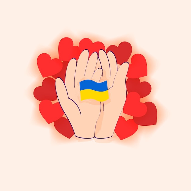 Ukraine Hands Donation Vector Illustration of Love Support of Ukraine Stop Russian War