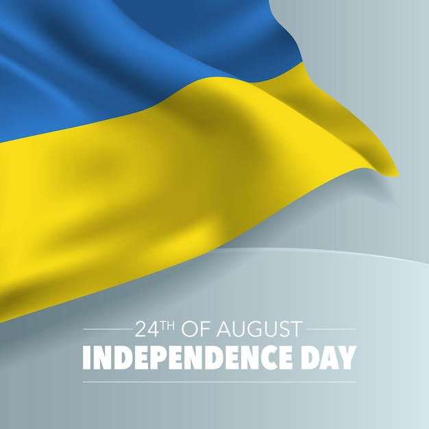 Ukraine happy independence day greeting card, banner, vector illustration. Ukrainian national day 24th of August background with elements of flag, square format