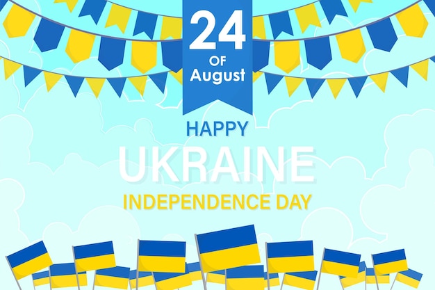 벡터 우크라이나 행복 독립 기념일 인사말 카드 배너
