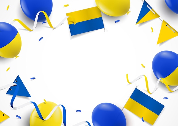 Ukraine independence day background with balloons flags