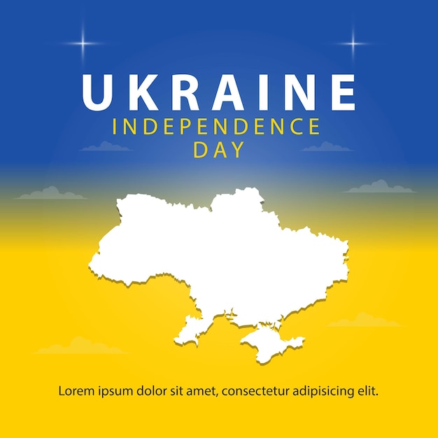 Ukraine independence day greeting with blue and yellow gradient background