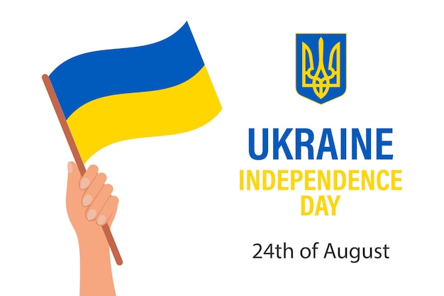 Ukraine Independence Day Hand with the flag of Ukraine Banner of Independence Day of Ukraine