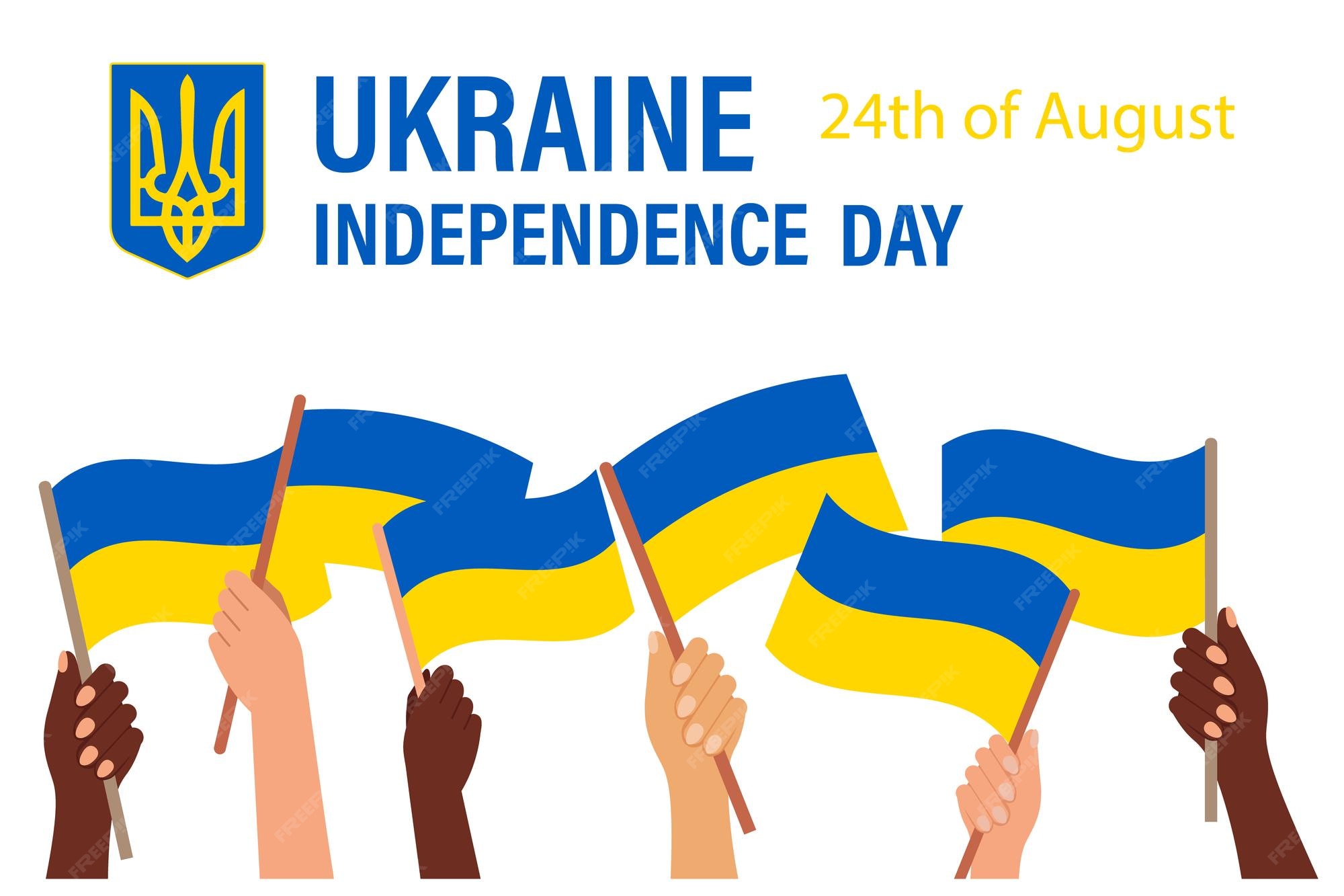 Premium Vector Ukraine independence day multiracial hands with