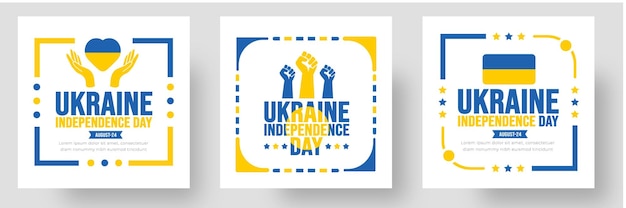 ukraine independence day social media post banner design set background template holiday concept