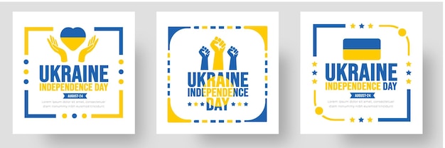 Ukraine Independence Day social media post banner design set background template Holiday concept